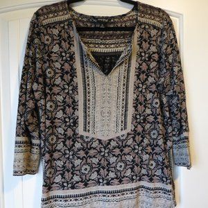 Lucky Brand Floral 3/4 length Sleeve Top Size Large